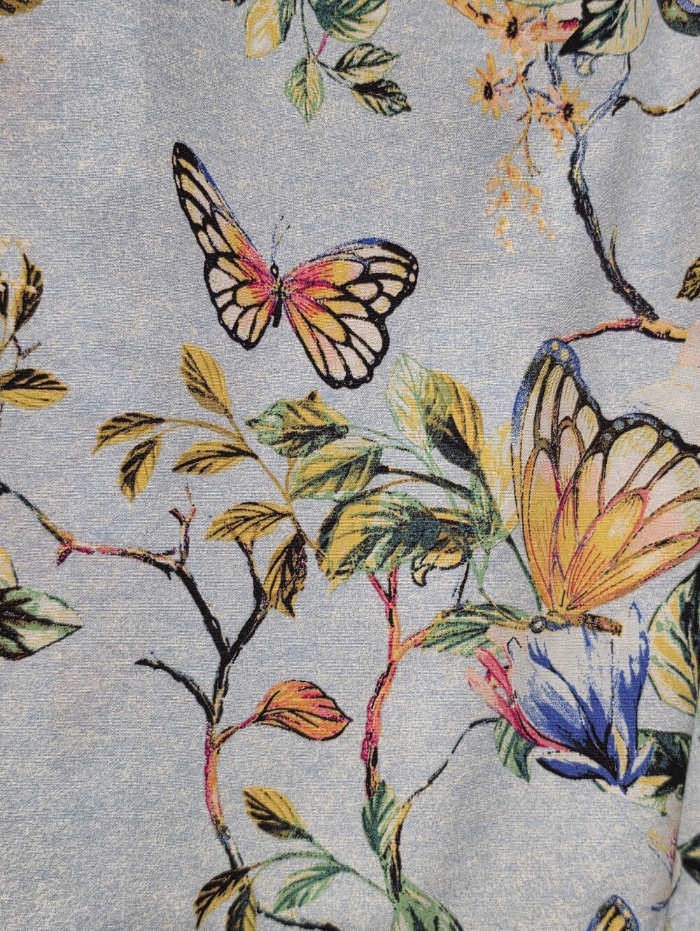 CHICOS Blouse Womens Size 18 Blue Floral Butterfly Button Front Cottagecore Chic - Picture 5 of 8